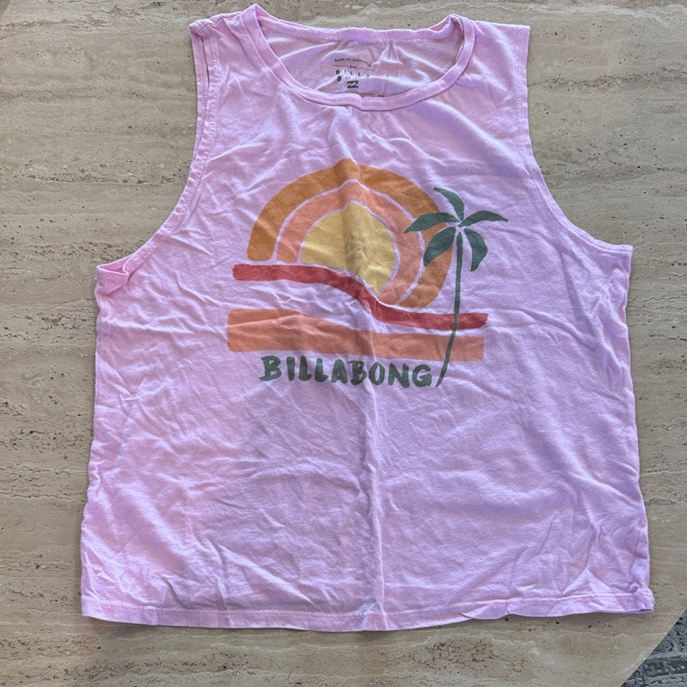 Girls Billabong Light Pink Tank with Sunset Graphic